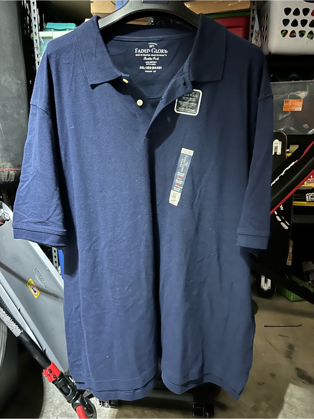 NWT Faded Glory Men’s 3XL Navy Blue 100% Cotton Pique Polo Shirt